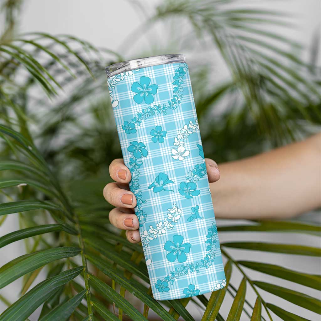 Polu Aloha Hawaii Skinny Tumbler Plumeria Lei With Palaka Motif LT14 - Polynesian Pride