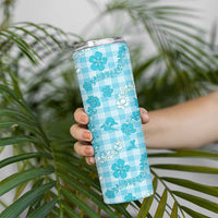 Polu Aloha Hawaii Skinny Tumbler Plumeria Lei With Palaka Motif LT14 - Polynesian Pride