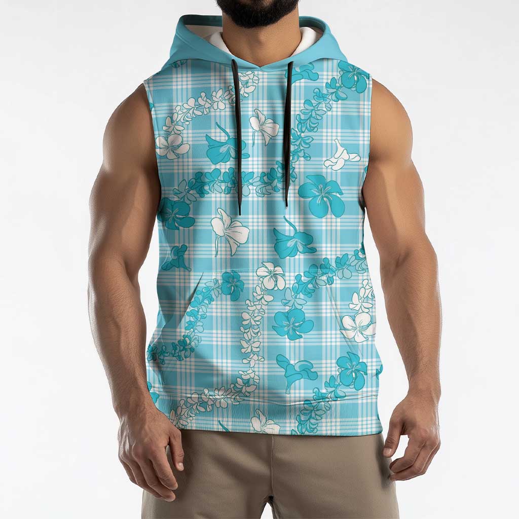 Polu Aloha Hawaii Sleeveless Hoodie Plumeria Lei With Palaka Motif LT14 - Polynesian Pride