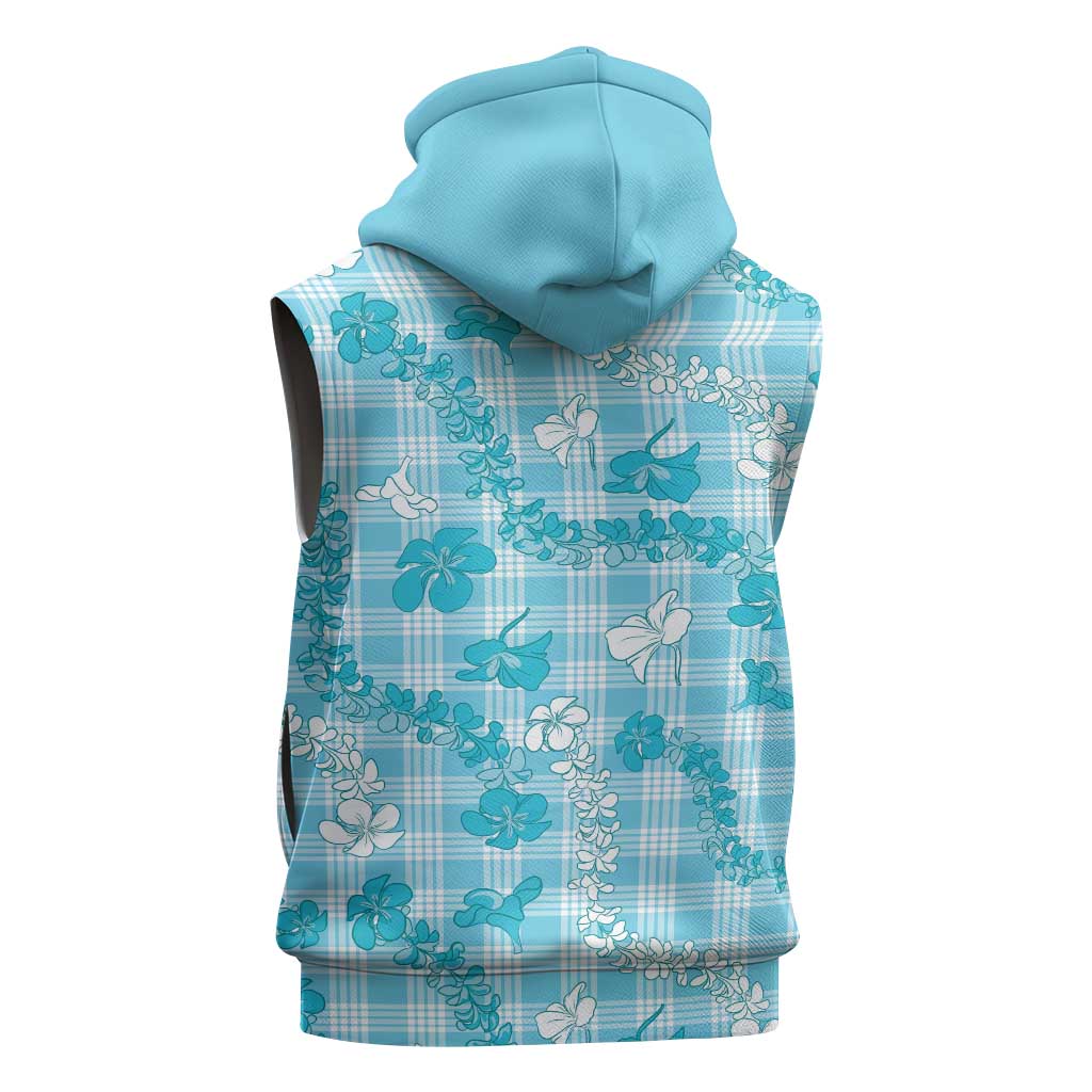 Polu Aloha Hawaii Sleeveless Zip Hoodie Plumeria Lei With Palaka Motif LT14 - Polynesian Pride