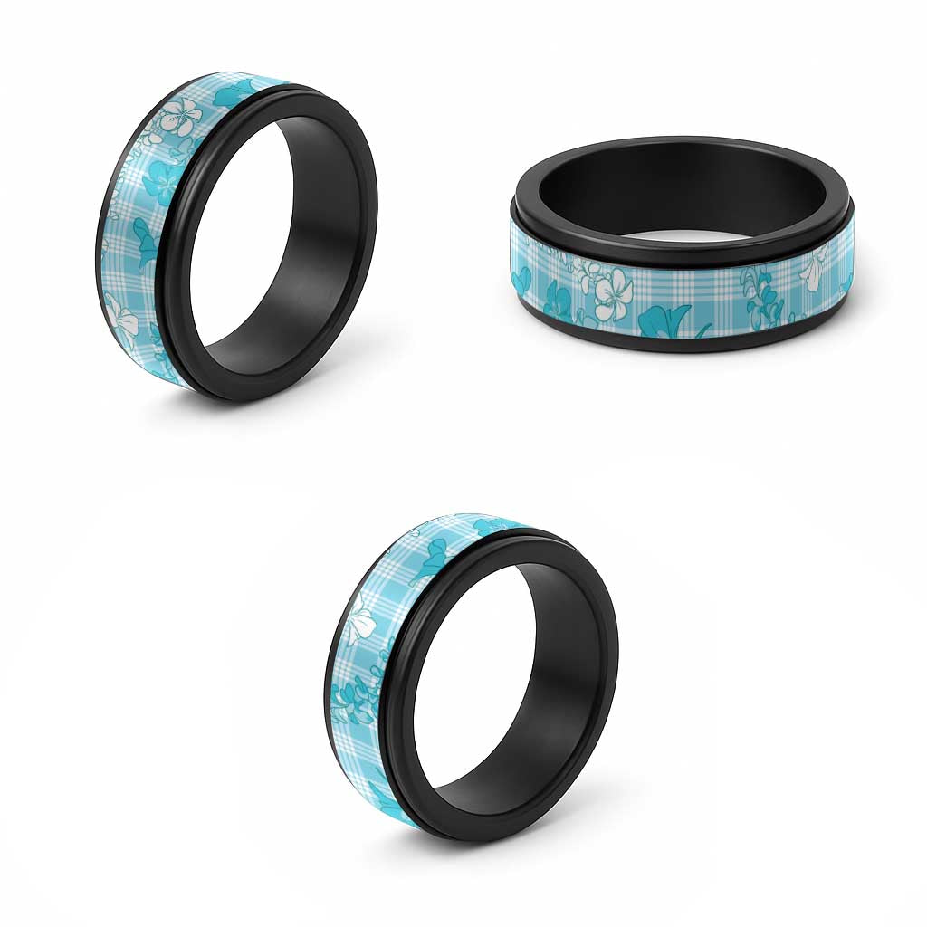 Polu Aloha Hawaii Spinner Ring Plumeria Lei With Palaka Motif - Polynesian Pride