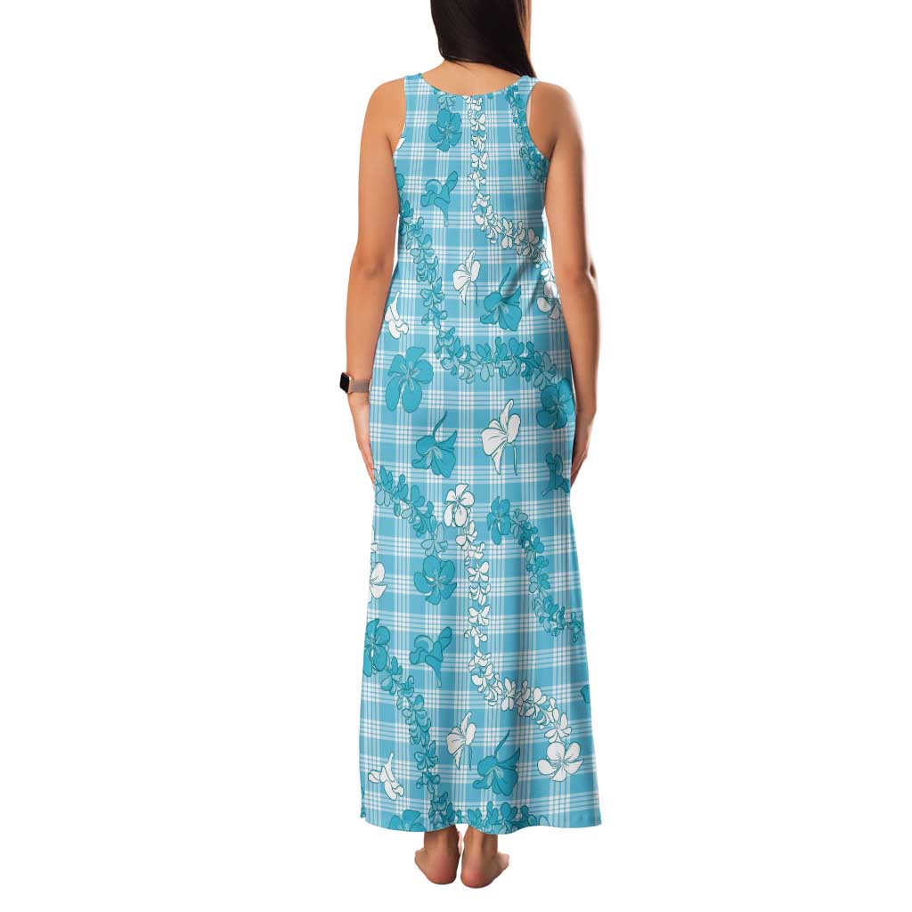 Polu Aloha Hawaii Tank Maxi Dress Plumeria Lei With Palaka Motif - Polynesian Pride