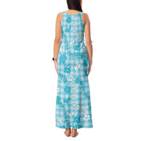 Polu Aloha Hawaii Tank Maxi Dress Plumeria Lei With Palaka Motif - Polynesian Pride