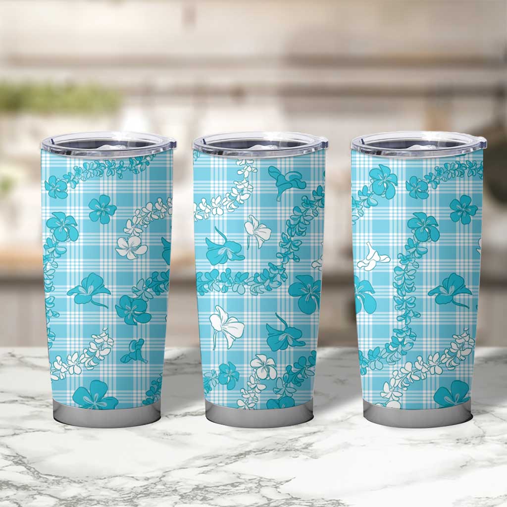Polu Aloha Hawaii Tumbler Cup Plumeria Lei With Palaka Motif - Polynesian Pride