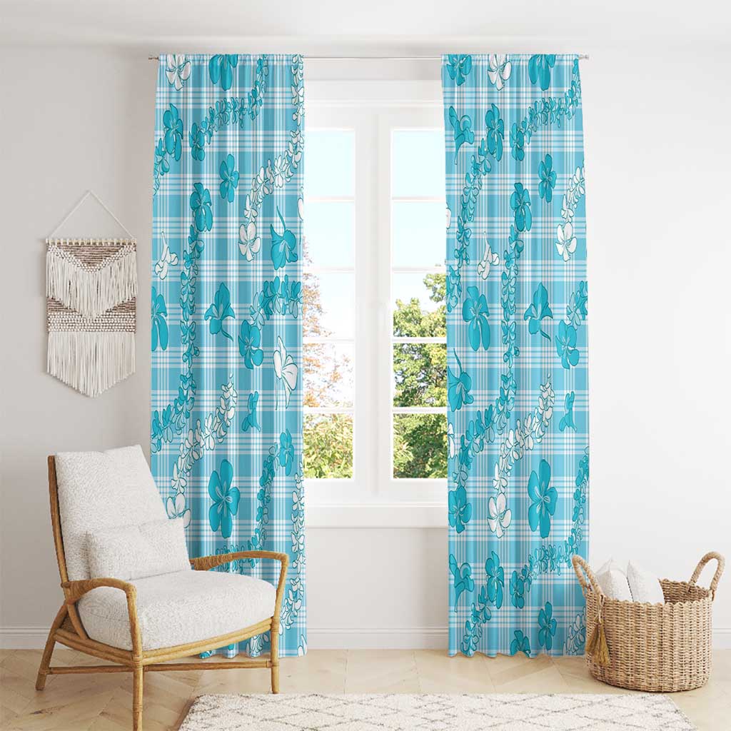 Polu Aloha Hawaii Window Curtain Plumeria Lei With Palaka Motif - Polynesian Pride