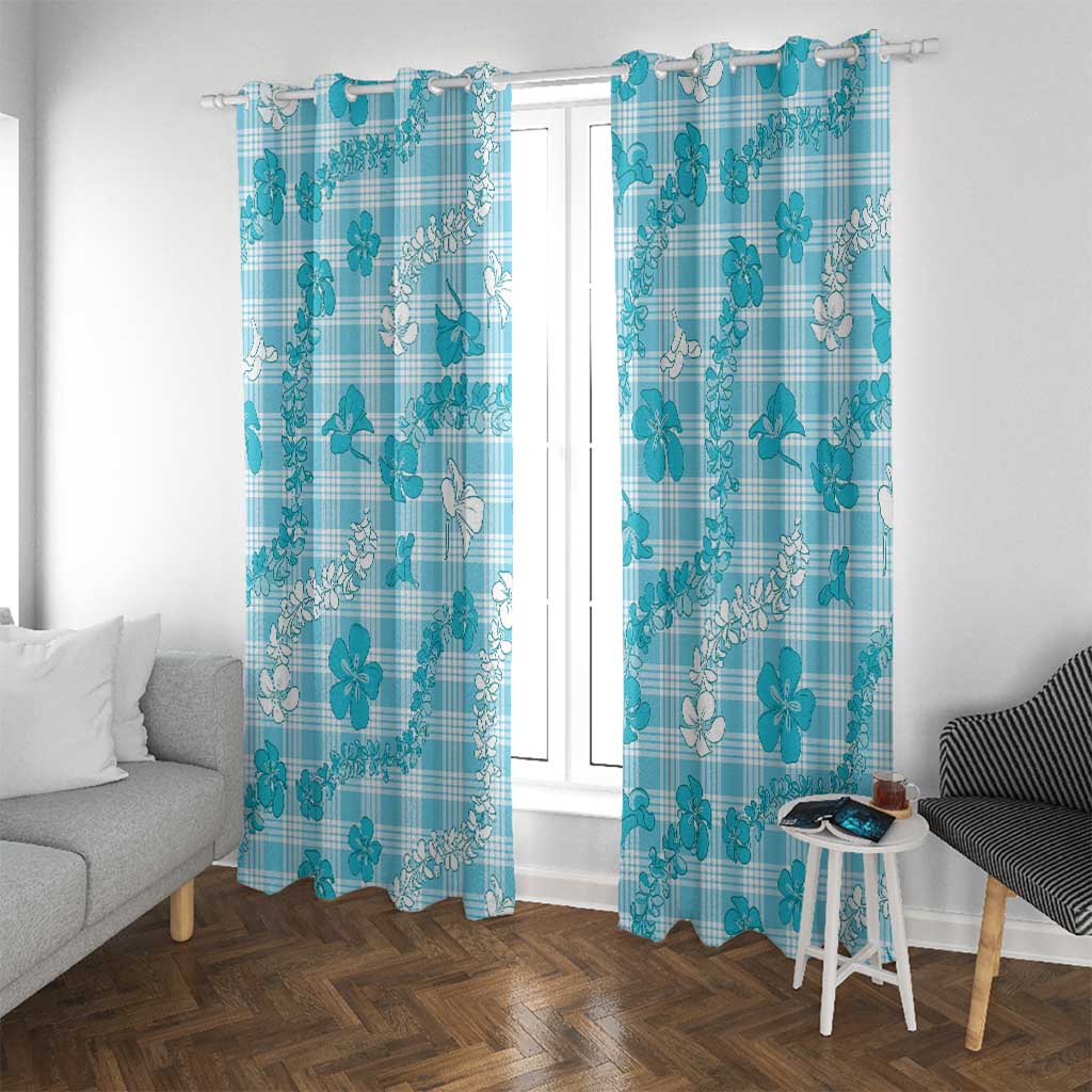 Polu Aloha Hawaii Window Curtain Plumeria Lei With Palaka Motif - Polynesian Pride