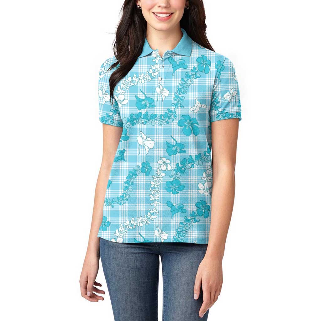 Polu Aloha Hawaii Women Polo Shirt Plumeria Lei With Palaka Motif - Polynesian Pride
