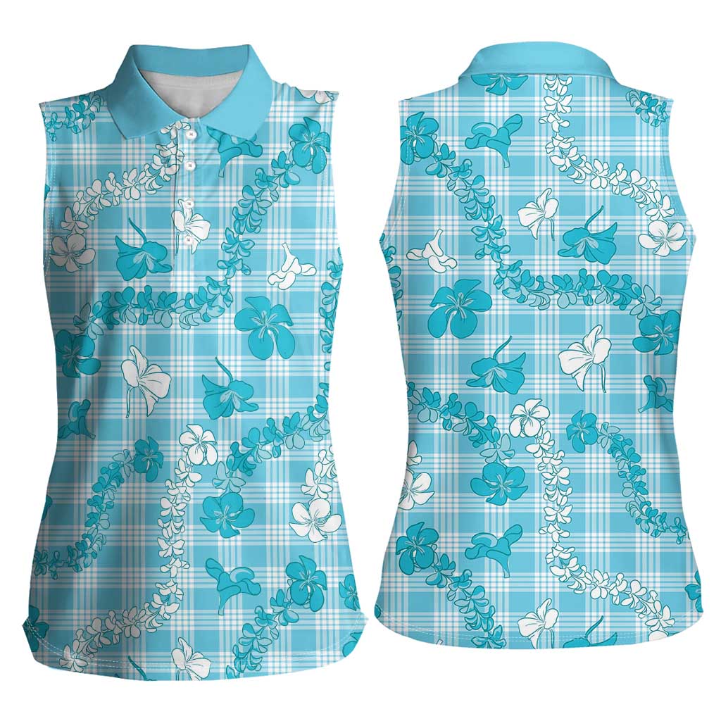 Polu Aloha Hawaii Women Sleeveless Polo Shirt Plumeria Lei With Palaka Motif LT14 - Polynesian Pride