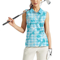 Polu Aloha Hawaii Women Sleeveless Polo Shirt Plumeria Lei With Palaka Motif LT14 - Polynesian Pride
