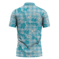 Polu Aloha Hawaii Zipper Polo Shirt Plumeria Lei With Palaka Motif LT14 - Polynesian Pride