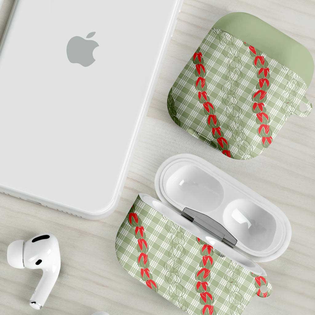 Omaomao Aloha Hawaii AirPods Case Rosebud Lei With Palaka Motif - Polynesian Pride