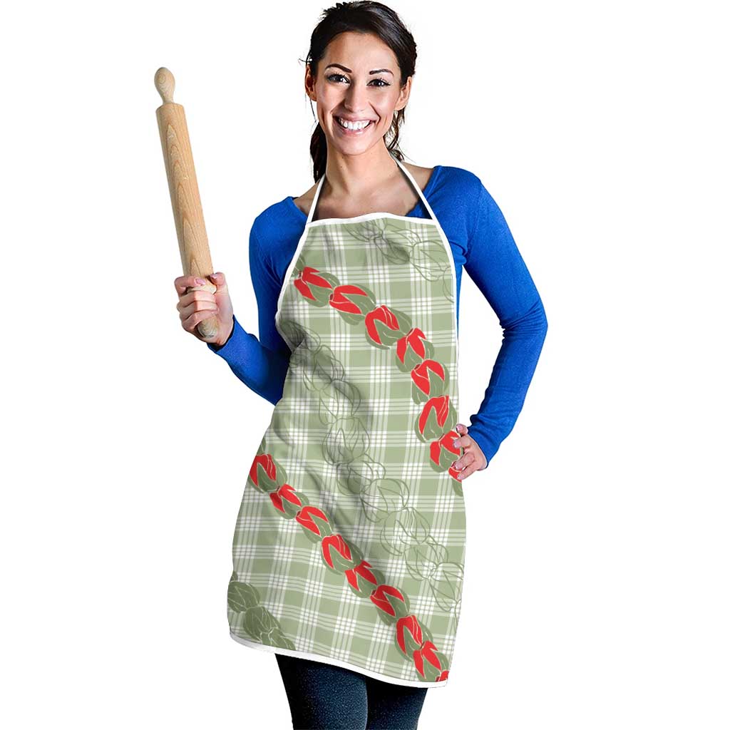 Omaomao Aloha Hawaii Apron Rosebud Lei With Palaka Motif - Polynesian Pride