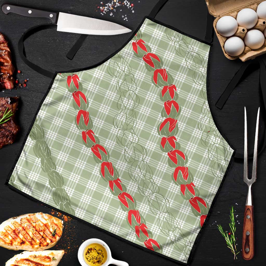Omaomao Aloha Hawaii Apron Rosebud Lei With Palaka Motif - Polynesian Pride