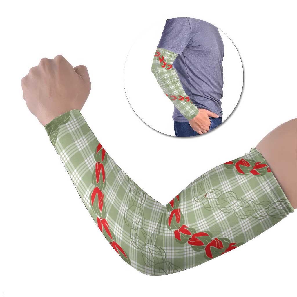 Omaomao Aloha Hawaii Arm Sleeves Rosebud Lei With Palaka Motif - Polynesian Pride
