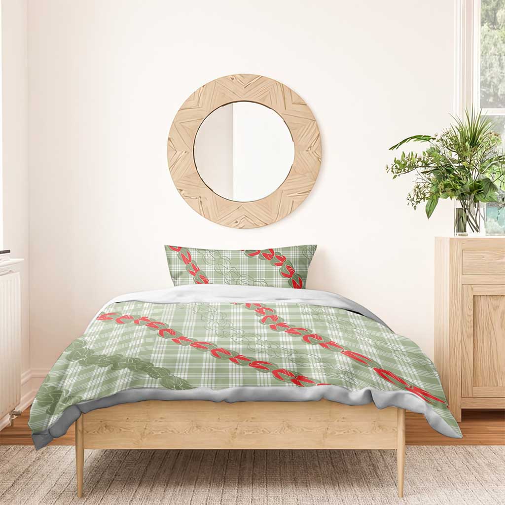 Omaomao Aloha Hawaii Bedding Set Rosebud Lei With Palaka Motif - Polynesian Pride