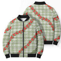 Omaomao Aloha Hawaii Bomber Puffer Jacket Rosebud Lei With Palaka Motif - Polynesian Pride
