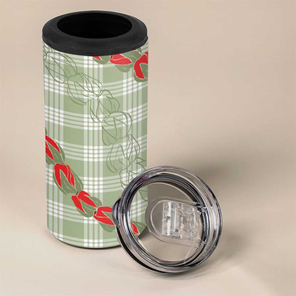 Omaomao Aloha Hawaii 4 in 1 Can Cooler Tumbler Rosebud Lei With Palaka Motif LT14 - Polynesian Pride