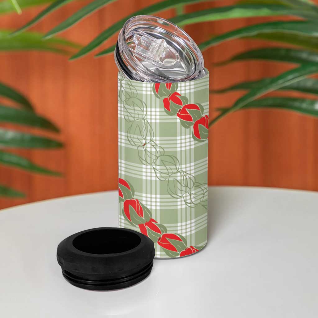 Omaomao Aloha Hawaii 4 in 1 Can Cooler Tumbler Rosebud Lei With Palaka Motif LT14 - Polynesian Pride