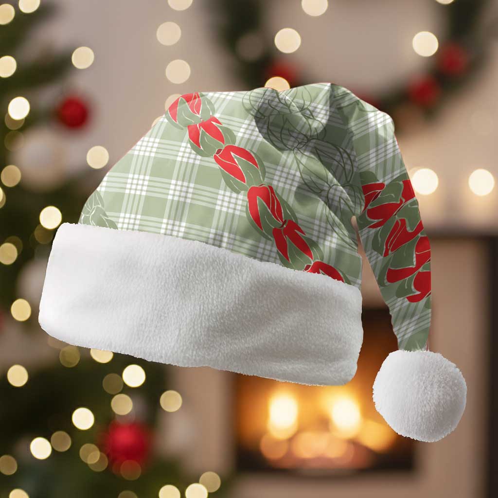 Omaomao Aloha Hawaii Christmas Santa Hat Rosebud Lei With Palaka Motif - Polynesian Pride