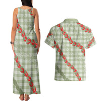 Omaomao Aloha Hawaii Couples Matching Tank Maxi Dress and Hawaiian Shirt Rosebud Lei With Palaka Motif LT14 - Polynesian Pride