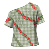 Omaomao Aloha Hawaii Cross Shoulder Shirt Rosebud Lei With Palaka Motif LT14 - Polynesian Pride