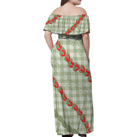Omaomao Aloha Hawaii Family Matching Off Shoulder Maxi Dress and Hawaiian Shirt Rosebud Lei With Palaka Motif LT14 - Polynesian Pride