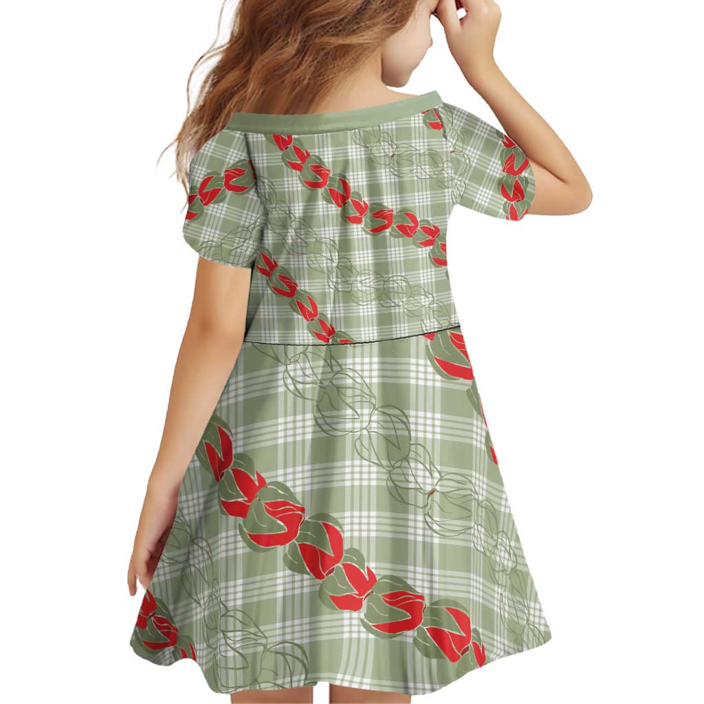 Omaomao Aloha Hawaii Family Matching Off Shoulder Short Dress and Hawaiian Shirt Rosebud Lei With Palaka Motif LT14 - Polynesian Pride