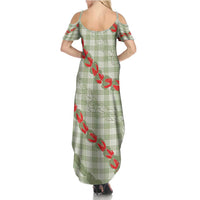 Omaomao Aloha Hawaii Family Matching Summer Maxi Dress and Hawaiian Shirt Rosebud Lei With Palaka Motif LT14 - Polynesian Pride