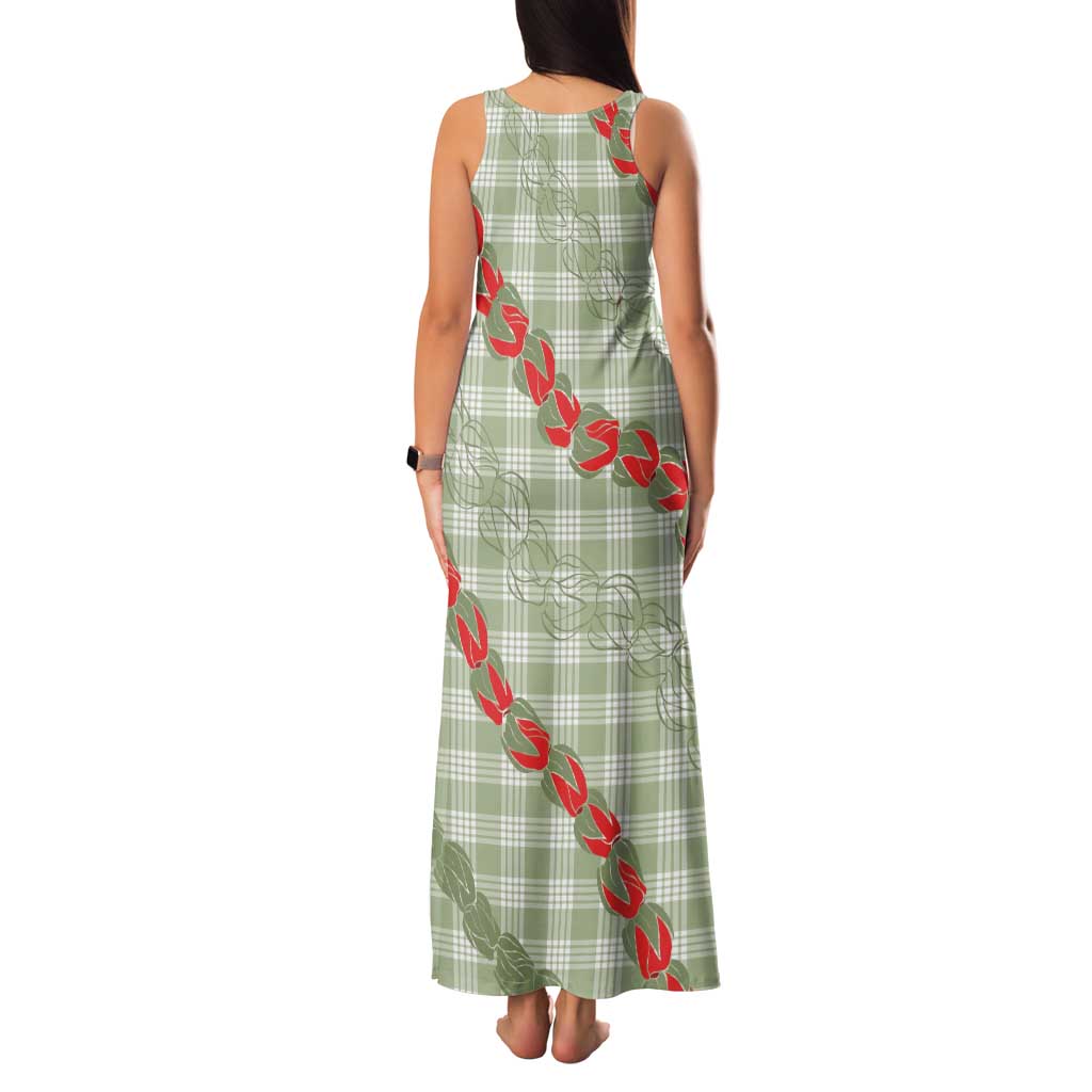 Omaomao Aloha Hawaii Family Matching Tank Maxi Dress and Hawaiian Shirt Rosebud Lei With Palaka Motif LT14 - Polynesian Pride