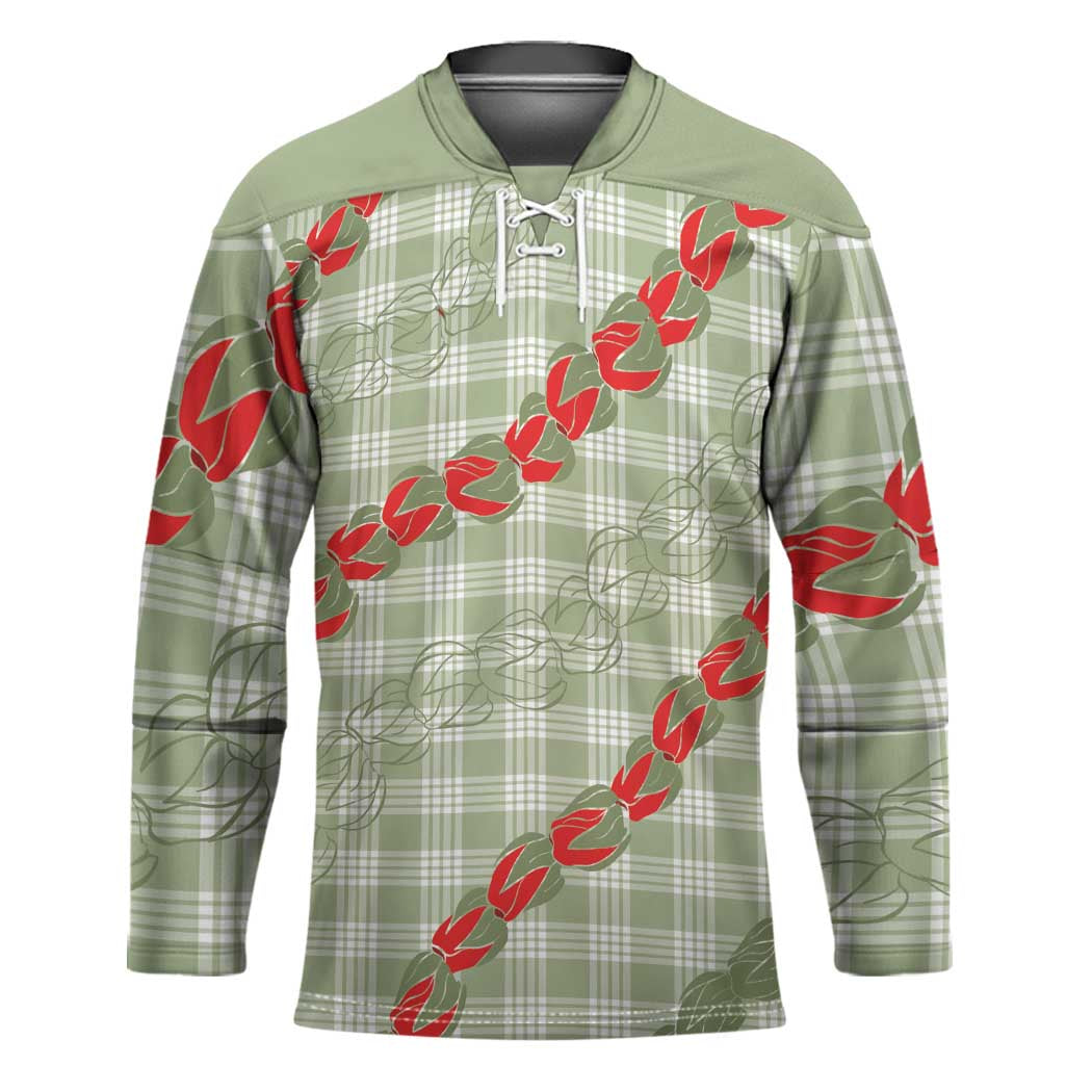 Omaomao Aloha Hawaii Hockey Jersey Rosebud Lei With Palaka Motif - Polynesian Pride