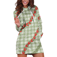 Omaomao Aloha Hawaii Hoodie Dress Rosebud Lei With Palaka Motif LT14 Green - Polynesian Pride