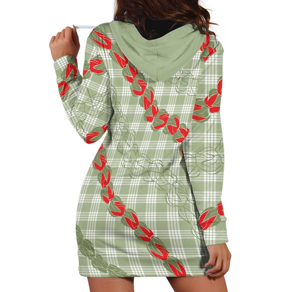 Omaomao Aloha Hawaii Hoodie Dress Rosebud Lei With Palaka Motif LT14 - Polynesian Pride