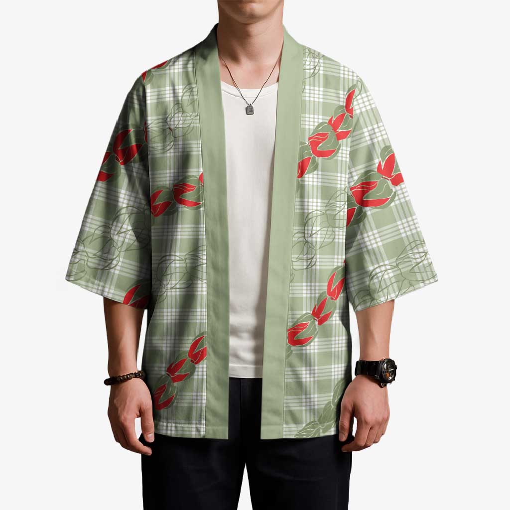 Omaomao Aloha Hawaii Kimono Rosebud Lei With Palaka Motif - Polynesian Pride