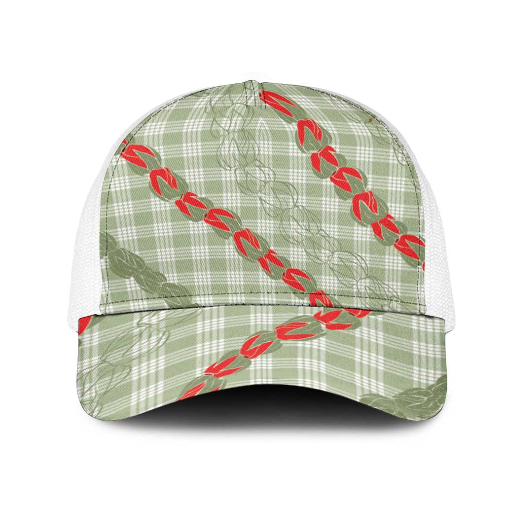 Omaomao Aloha Hawaii Mesh Trucker Cap Rosebud Lei With Palaka Motif - Polynesian Pride