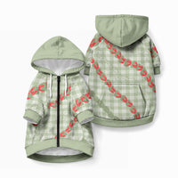 Omaomao Aloha Hawaii Pet Hoodie Rosebud Lei With Palaka Motif