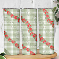 Omaomao Aloha Hawaii Skinny Tumbler Rosebud Lei With Palaka Motif LT14 - Polynesian Pride