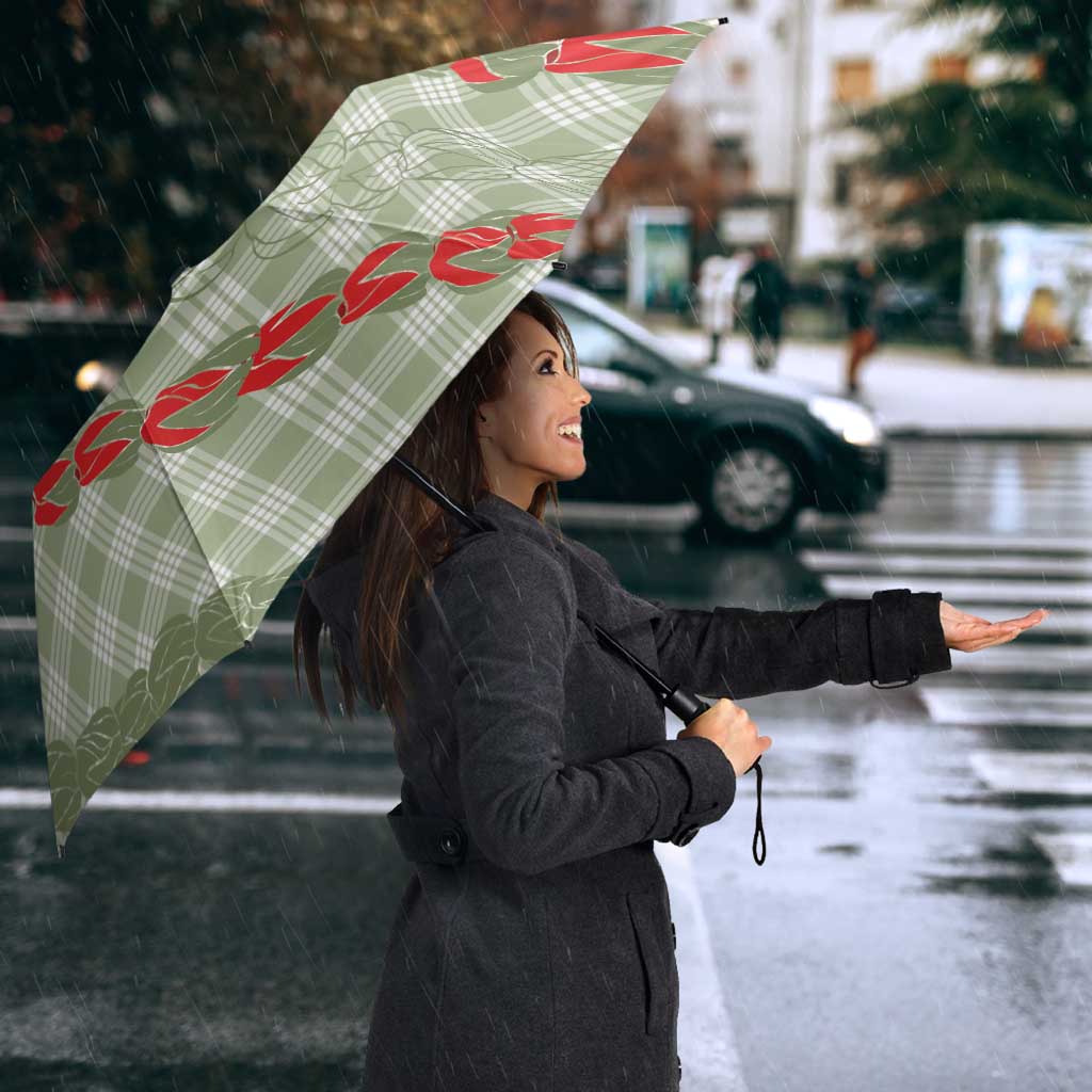 Omaomao Aloha Hawaii Umbrella Rosebud Lei With Palaka Motif - Polynesian Pride