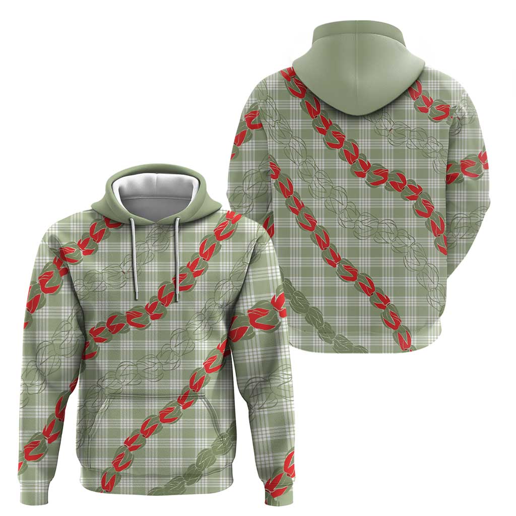 Omaomao Aloha Hawaii Zip Hoodie Rosebud Lei With Palaka Motif - Polynesian Pride