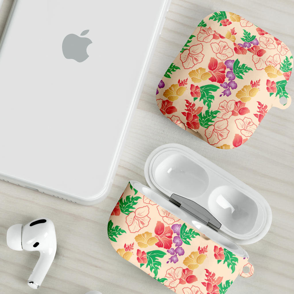 Colorful Aloha Hawaii Hibiscus Orchid Seamless AirPods Case