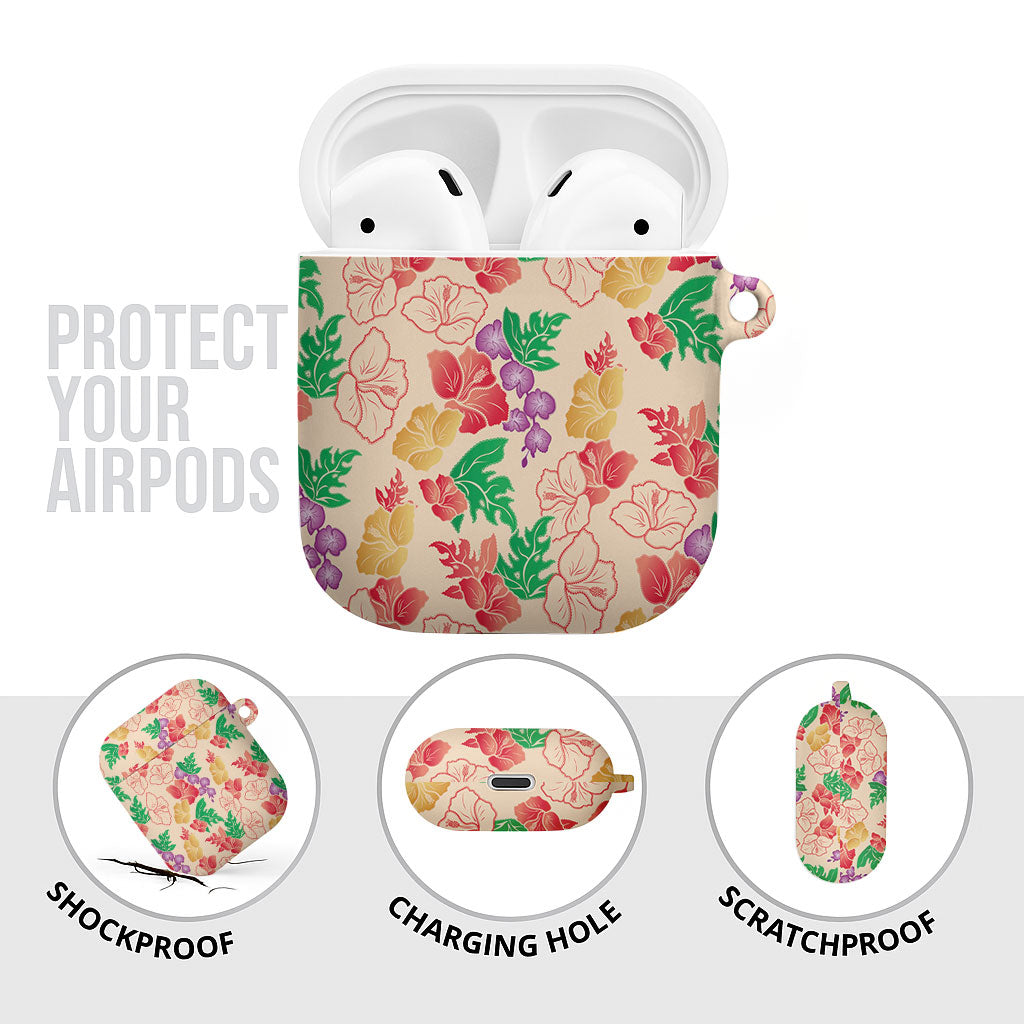 Colorful Aloha Hawaii Hibiscus Orchid Seamless AirPods Case