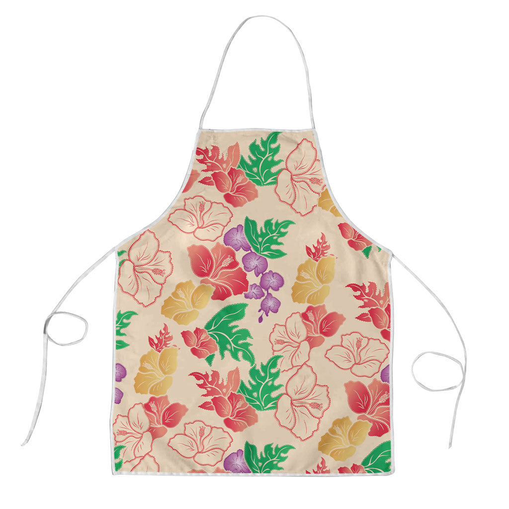 Colorful Aloha Hawaii Hibiscus Orchid Seamless Apron