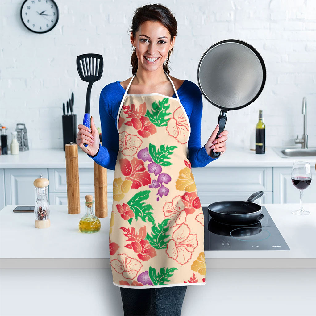 Colorful Aloha Hawaii Hibiscus Orchid Seamless Apron