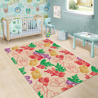 Colorful Aloha Hawaii Hibiscus Orchid Seamless Area Rug