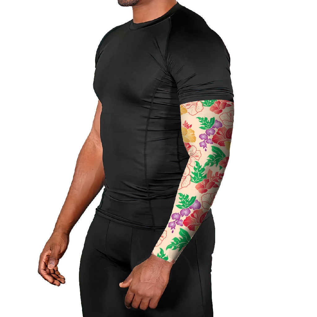 Colorful Aloha Hawaii Hibiscus Orchid Seamless Arm Sleeves
