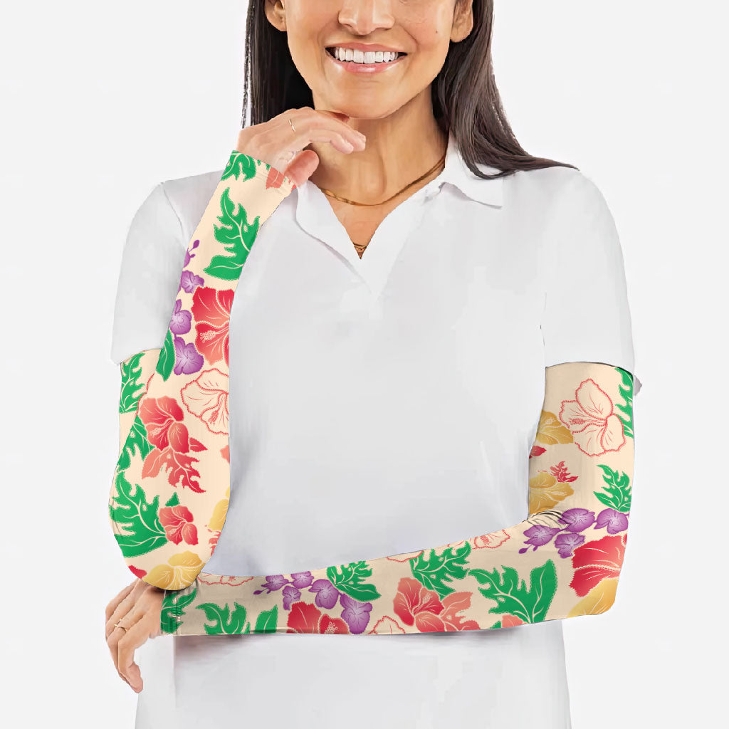 Colorful Aloha Hawaii Hibiscus Orchid Seamless Arm Sleeves