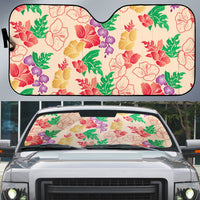 Colorful Aloha Hawaii Hibiscus Orchid Seamless Auto Sun Shade