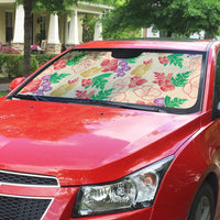 Colorful Aloha Hawaii Hibiscus Orchid Seamless Auto Sun Shade