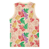 Colorful Aloha Hawaii Hibiscus Orchid Seamless Basketball Jersey