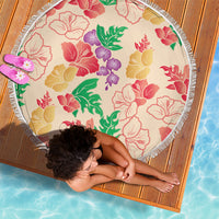 Colorful Aloha Hawaii Hibiscus Orchid Seamless Beach Blanket
