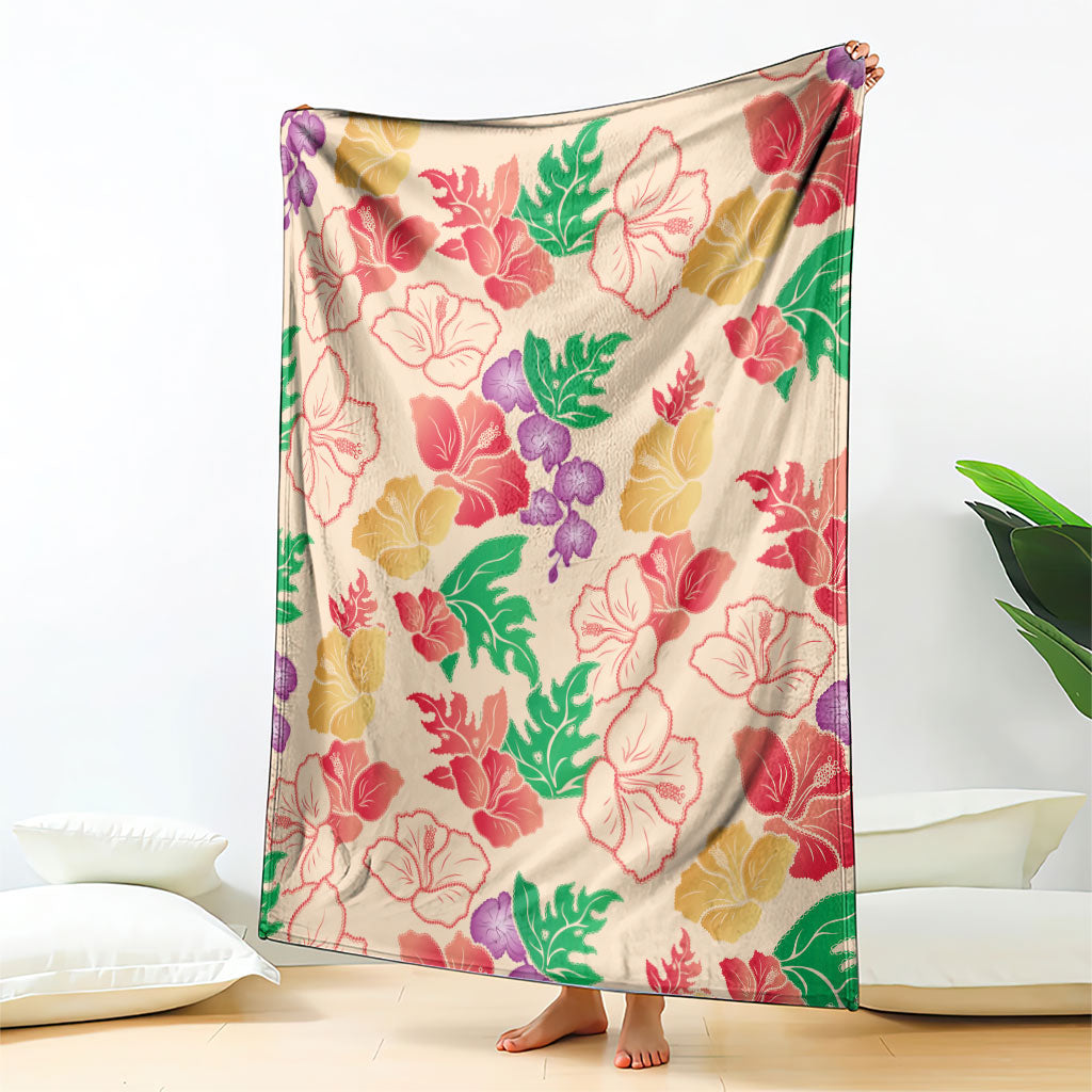 Colorful Aloha Hawaii Hibiscus Orchid Seamless Blanket
